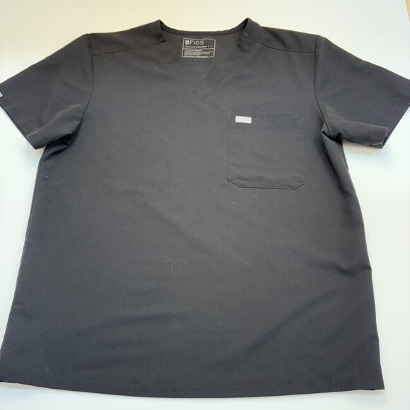 FIGS Chisec Three-Pocket Scrub Top Black Men's Large - Picture 2 of 8